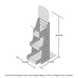 PanelRak Impulse Merchandiser Display - Countertop Rack - 2 Peg + 3 Basket with Header (GLP-1 Friendly) - View with Dimensions