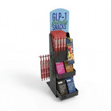 PanelRak Impulse Merchandiser Display - Countertop Rack - 2 Peg + 3 Basket with Header (GLP-1 Friendly)