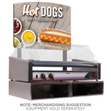 Americana Tailgate Hot Dog Merchandiser Standing Menu Board shown with roller grill