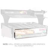 FCI Stainless Steel Roller Grill Dial Cover with Promo Panel shown on grill