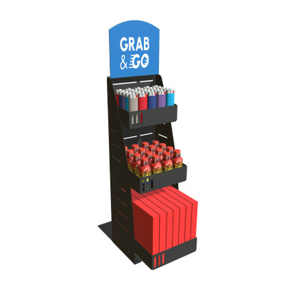 PanelRak Impulse Merchandiser Display - Countertop Rack - 3 Basket with Header