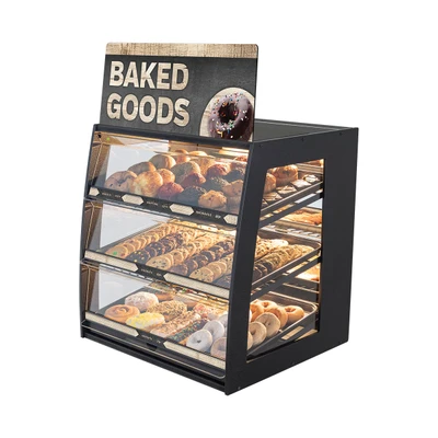 Modern Minimal FCI Wide Countertop LED Bakery Case with Mirror Back