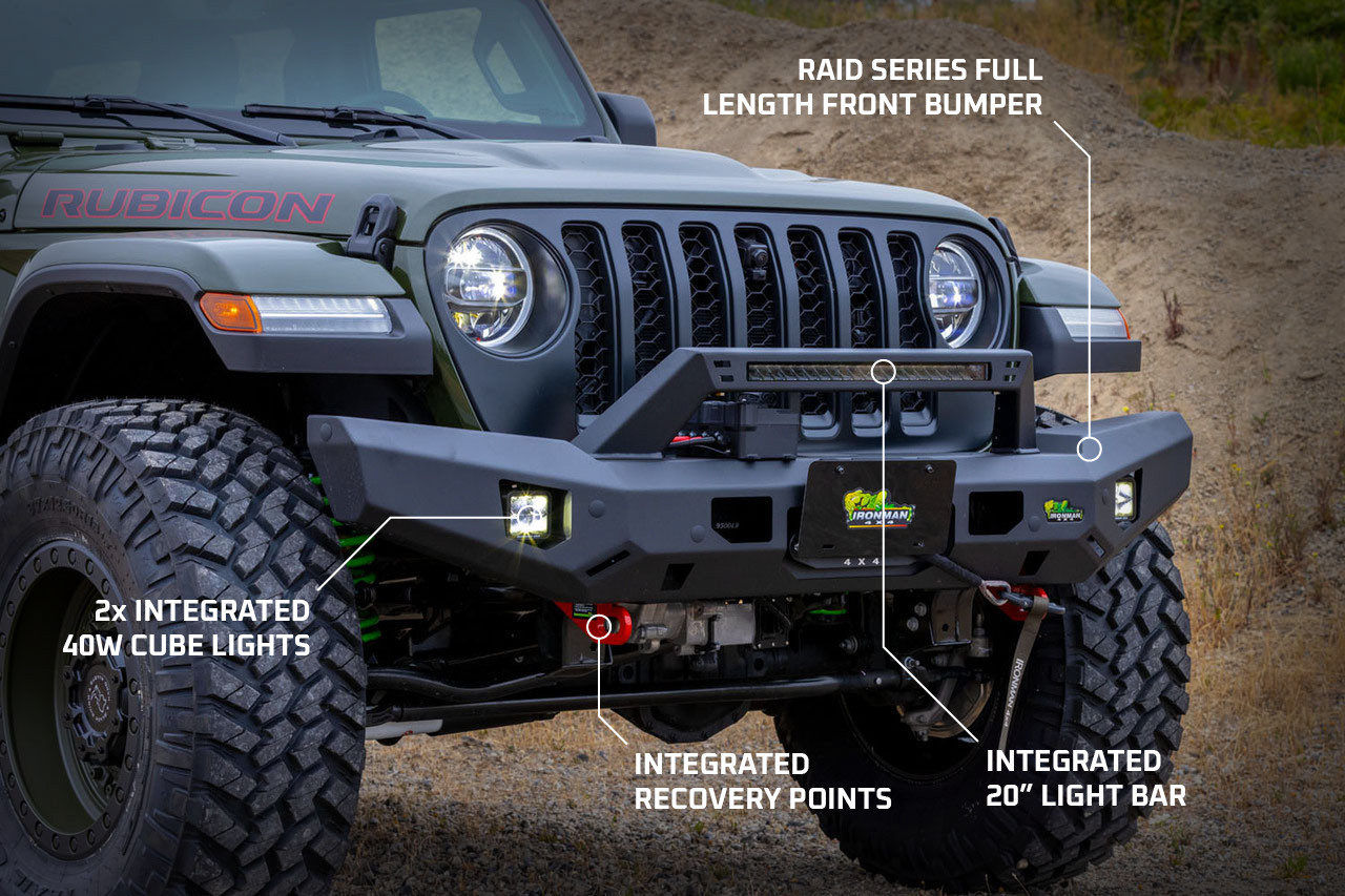 Raid Series Full Length Front Bumper Kit Suited for Jeep Wrangler JK -  Ironman 4x4 America