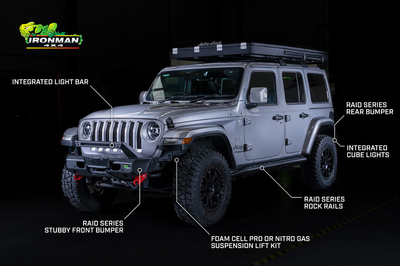 Build Package Suited for 2018-2020 Jeep Wrangler JLU (4 Door) | Suspension  Lift Kit | Stubby Front Bumper | Rear Bumper | Side Steps - Ironman 4x4  America
