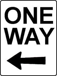 One way left sign - reflective