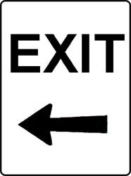 Exit left sign, class 1 reflective, aluminium
