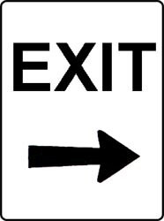 Exit right sign, class 1 reflective, aluminium