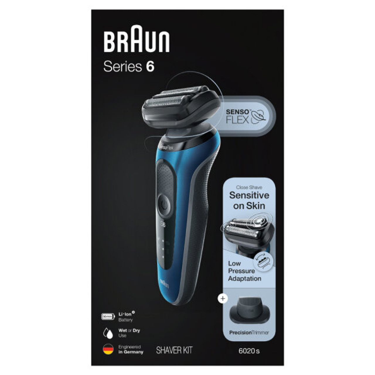 Braun Maquinilla de afeitar eléctrica para hombres, serie 6 6072cc  SensoFlex afeitadora eléctrica con recortador de barba de precisión,  recargable