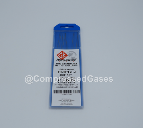 CK Worldwide  T0207GL2, .020"(0.5mm) X 7" 2% Lanthanated Tungsten