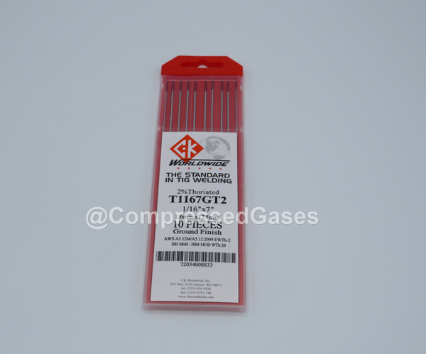CK Worldwide T1167GT2, 1/16" (1.6mm), 2% Thoriated Tungsten