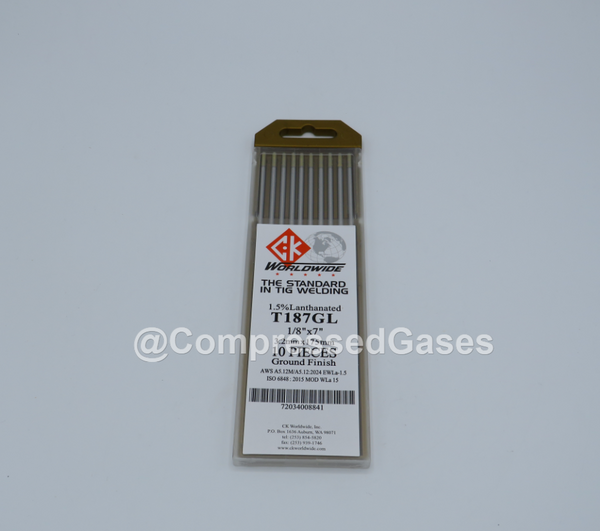 CK Worldwide T187GL, 1/8" (3.2mm) x 7", 1.5 Lanthanated Tungsten