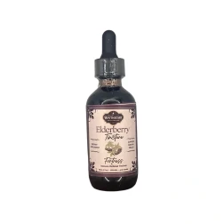 Image - Serene Tree Apothecary Elderberry Fortress Tincture in an amber dropper bottle, front label.