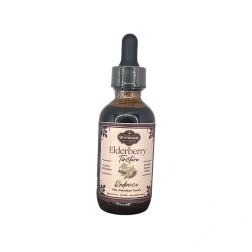 Image - Serene Tree Apothecary Elderberry Radiance Tincture in an amber dropper bottle, front label.