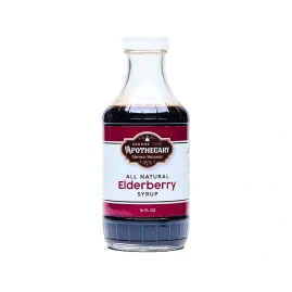 Image - Serene Tree Apothecary Elderberry Syrup in a clear bottle with a white cap, front label.