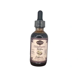 Image - Serene Tree Apothecary Elderberry Radiance Tincture in an amber dropper bottle, front label.