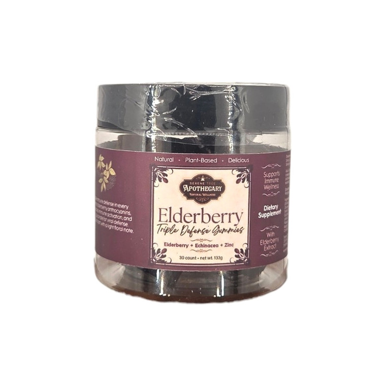 Product Image: Elderberry Triple Defense Gummies 30 count jar - front label