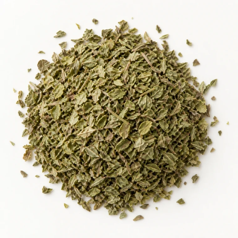 Product Image: Loose dried oregano on a warm-white background.