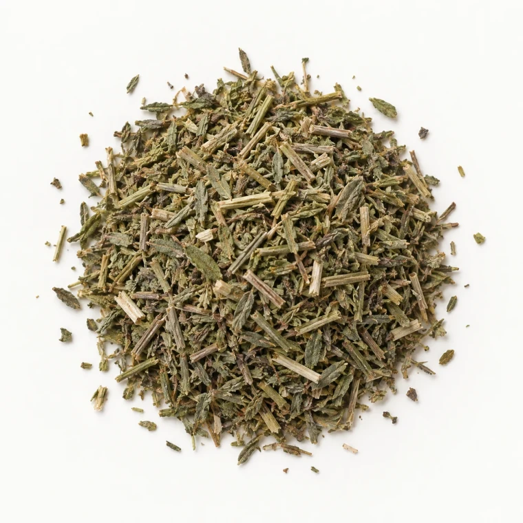 Product Image: Loose dried hyssop herb on a warm-white background.
