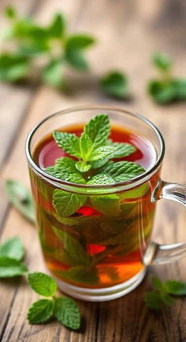 Mint  tea in a tea cup