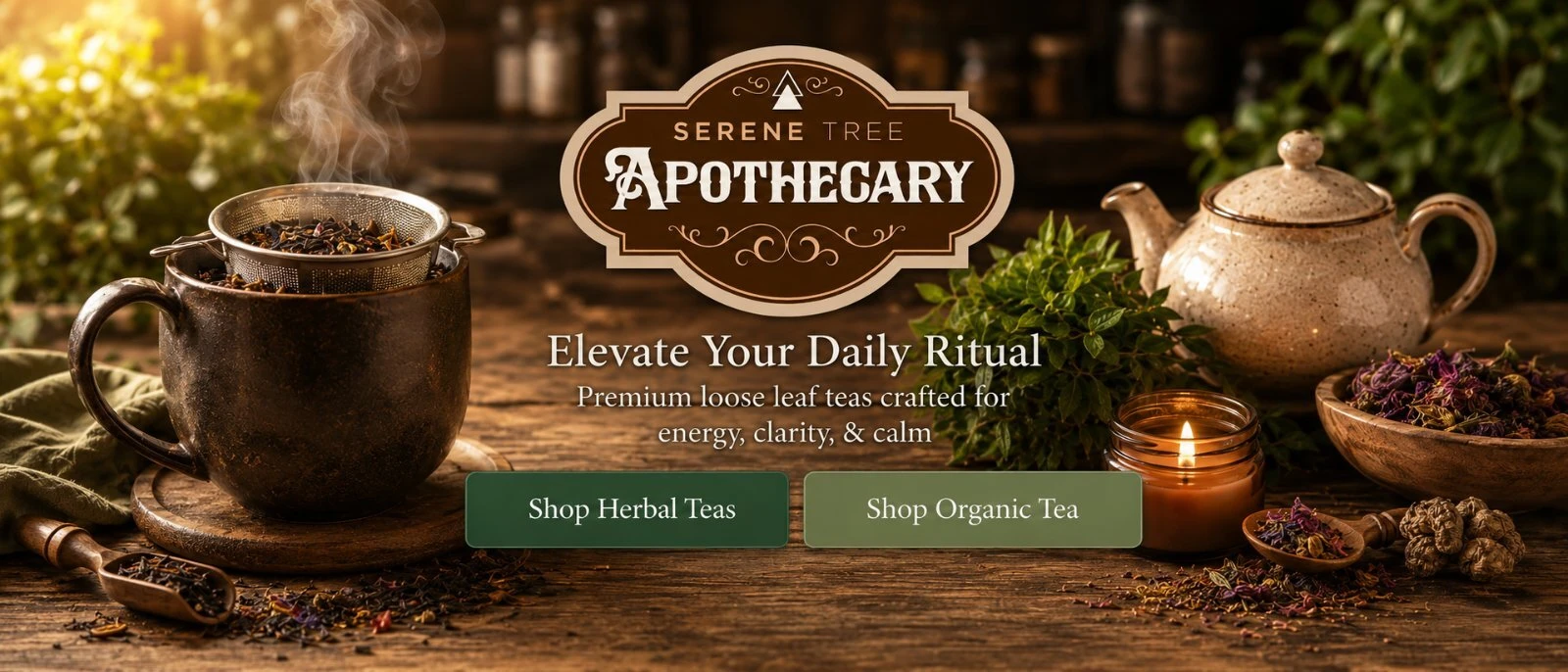 Serene Tree Apothecary Premium Loose Leaf teas CUP AND DIFFUSER
