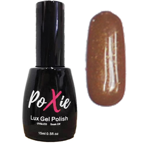 Poxie Lux Glitter Gel - Rubber Base - No Wipe Gel - Naked Brass - Color #117