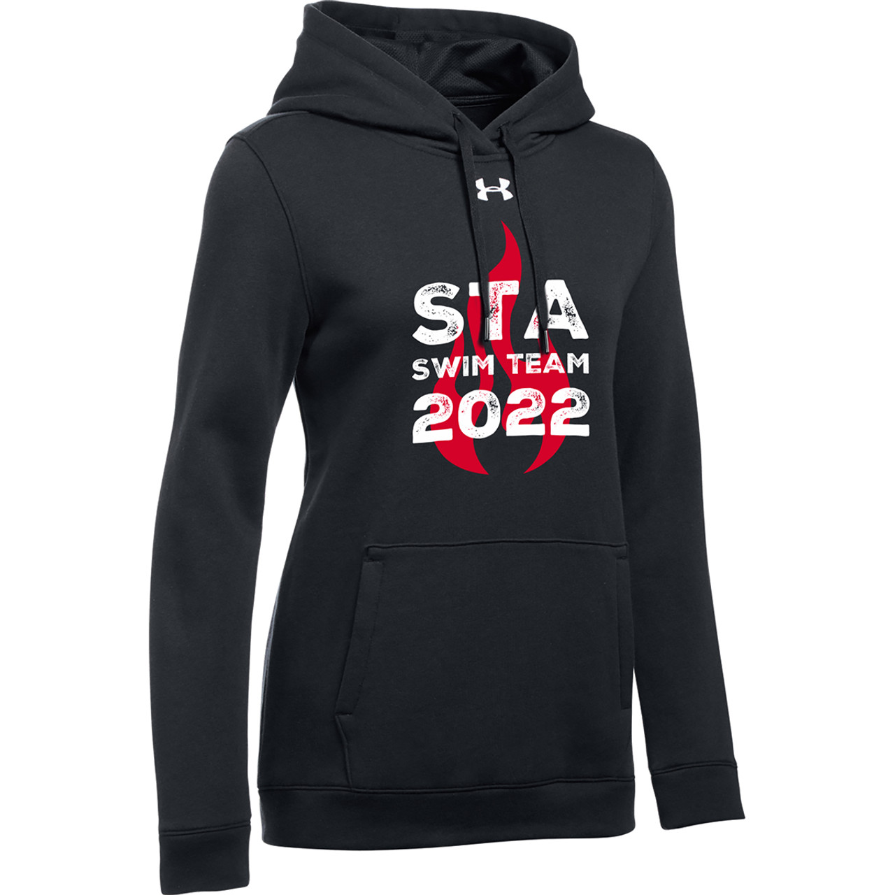 SAQ Under Armour Women's Hustle Fleece Hoodie - Black (With STA Flame Logo)