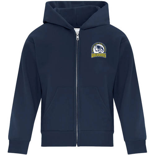 BWS Youth Fleece Full Zip Hooded Sweatshirt - Navy (BWS-304-NY)