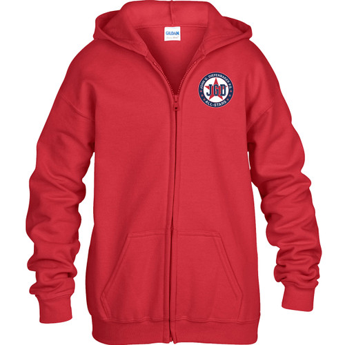 JGD Gildan Heavy Blend Youth Full Zip Hooded Sweatshirt - Red (JGD-305-RE)