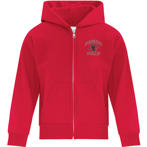 PCS Youth Fleece Full Zip Hooded Sweatshirt - Red (Student) (PCS-314-RE)