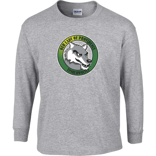 OLA Adult Ultra Cotton Long-Sleeve Athletics T-Shirt - Sport Grey (Design 01) (OLA-003-SG)
