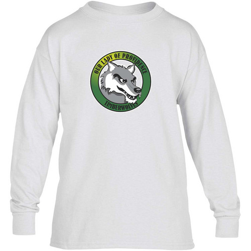 OLA Youth Ultra Cotton Long-Sleeve Athletics T-Shirt - White (Design 01) (OLA-304-WH)