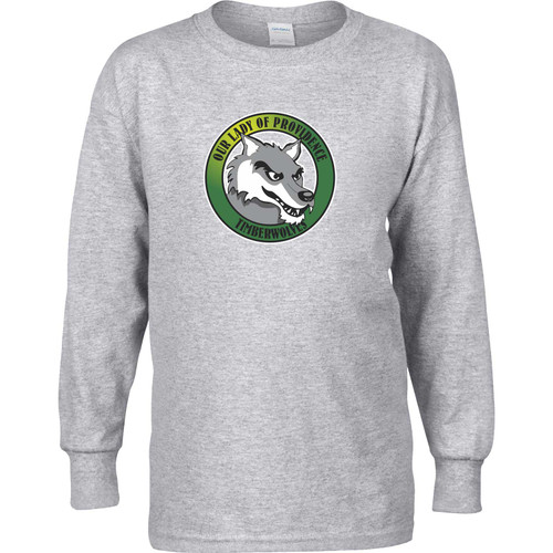 OLA Youth Ultra Cotton Long-Sleeve Athletics T-Shirt - Sport Grey (Design 01) (OLA-304-SG)