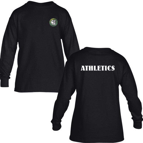 OLA Youth Ultra Cotton Long-Sleeve Athletics T-Shirt - Black (Design 03) (OLA-308-BK)