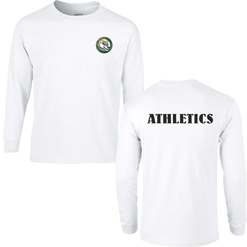 OLA Men’s Ultra Cotton Long-Sleeve Staff T-Shirt - White (Design 02) (OLA-112-WH)