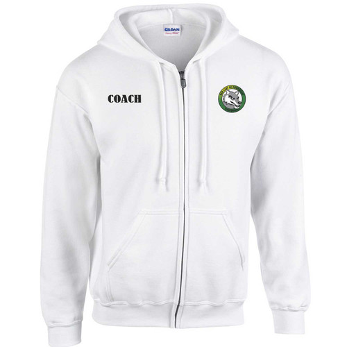 OLA Men's Heavy Blend 50/50 Full-Zip Hooded Staff Sweatshirt - White (Design 01) (OLA-114-WH)