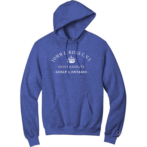 JFR Champion Adult Powerblend Pullover Hooded Sweatshirt with Crown Logo - Royal Blue Heather (JFR-013-RO)