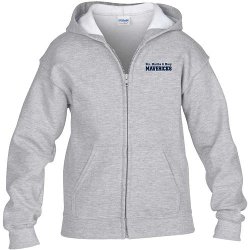 SMM Youth Heavy Blend Pullover Full-Zip Hooded Sweatshirt - Sport Grey (SMM-307-SG)