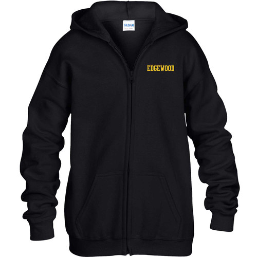 EDW Youth Heavy Blend Full Zip Hooded Sweatshirt with Printed Logo - Black (EDW-309-BK)