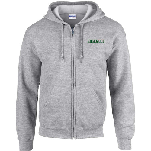 EDW Adult Heavy Blend Full Zip Hooded Sweatshirt with Printed Logo - Sport Grey (EDW-010-SG)