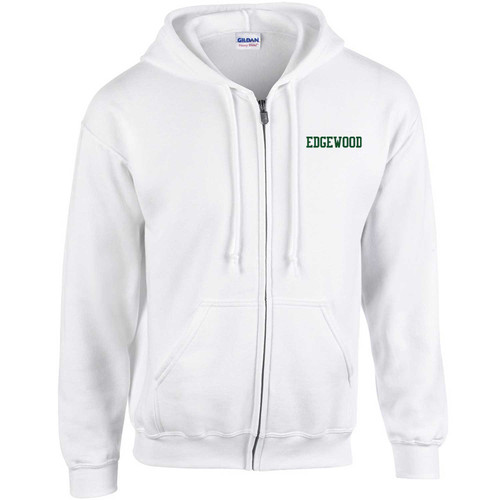 EDW Adult Heavy Blend Full Zip Hooded Sweatshirt with Printed Logo - White (EDW-010-WH)