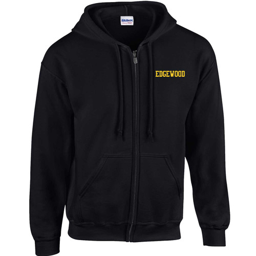 EDW Adult Heavy Blend Full Zip Hooded Sweatshirt with Embroidered Logo - Black (EDW-019-BK)