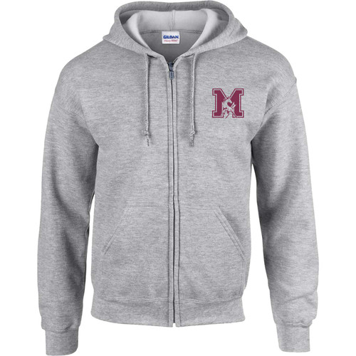  YKM Adult Heavy Blend Full Zip Hooded Sweatshirt - Sport Grey (YKM-001-SG) 