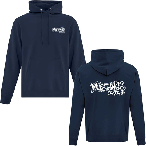 YKM Adult Fleece Hooded Sweatshirt - Navy *Embroidered front and printed back* (YKM-003-NY)
