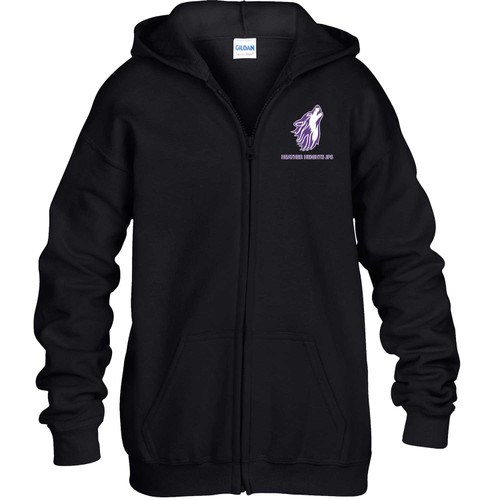 HEA Youth Heavy Blend Full Zip Hooded Sweatshirt - Black (HEA-304-BK)
