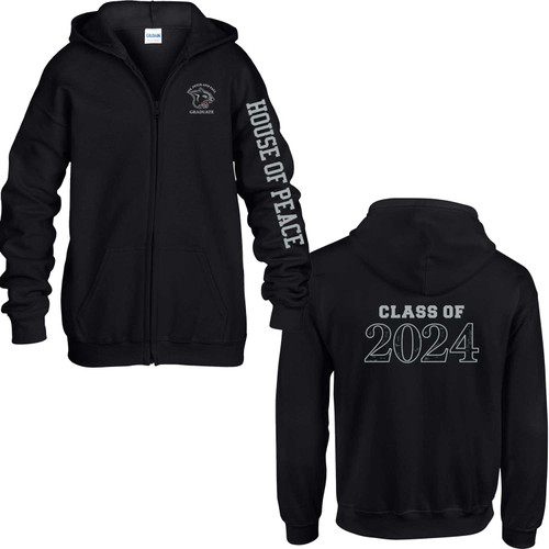 SPP Youth Heavy Blend Full-Zip Hooded Grad Sweatshirt - Black (SPP-302-BK)