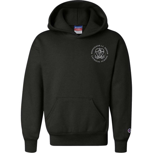 MRO Champion Youth Fleece Hoody with Faith-Based Logo - Black (MRO-327-BK)