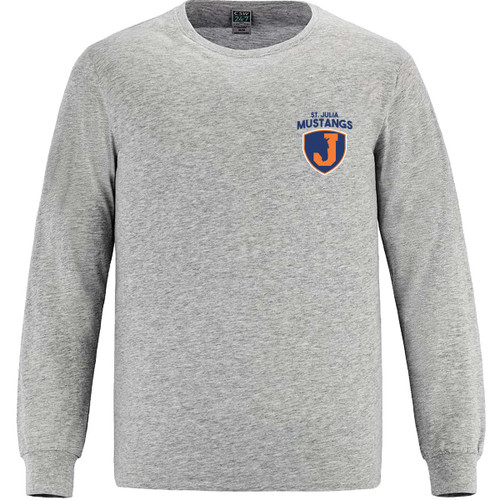 JES Breeze Youth Ring Spun Combed Cotton Long Sleeve Crewneck T-Shirt - Athletic Grey Heather (JES-313-AH)
