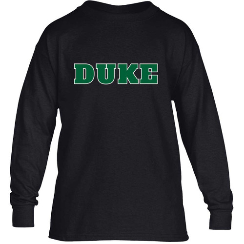 DOC Youth Heavy Blend Cotton Long Sleeve T-Shirt with New Duke Logo - Black (DOC-337-BK)