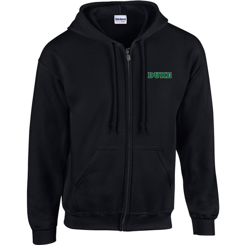 DOC Adult Heavy Blend Full Zip Hooded Sweatshirt with New Duke Logo - Black (DOC-041-BK)