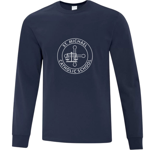MIC St Michaels Adult Crested Long Sleeve T-Shirt - Navy (MIC-008-NY)